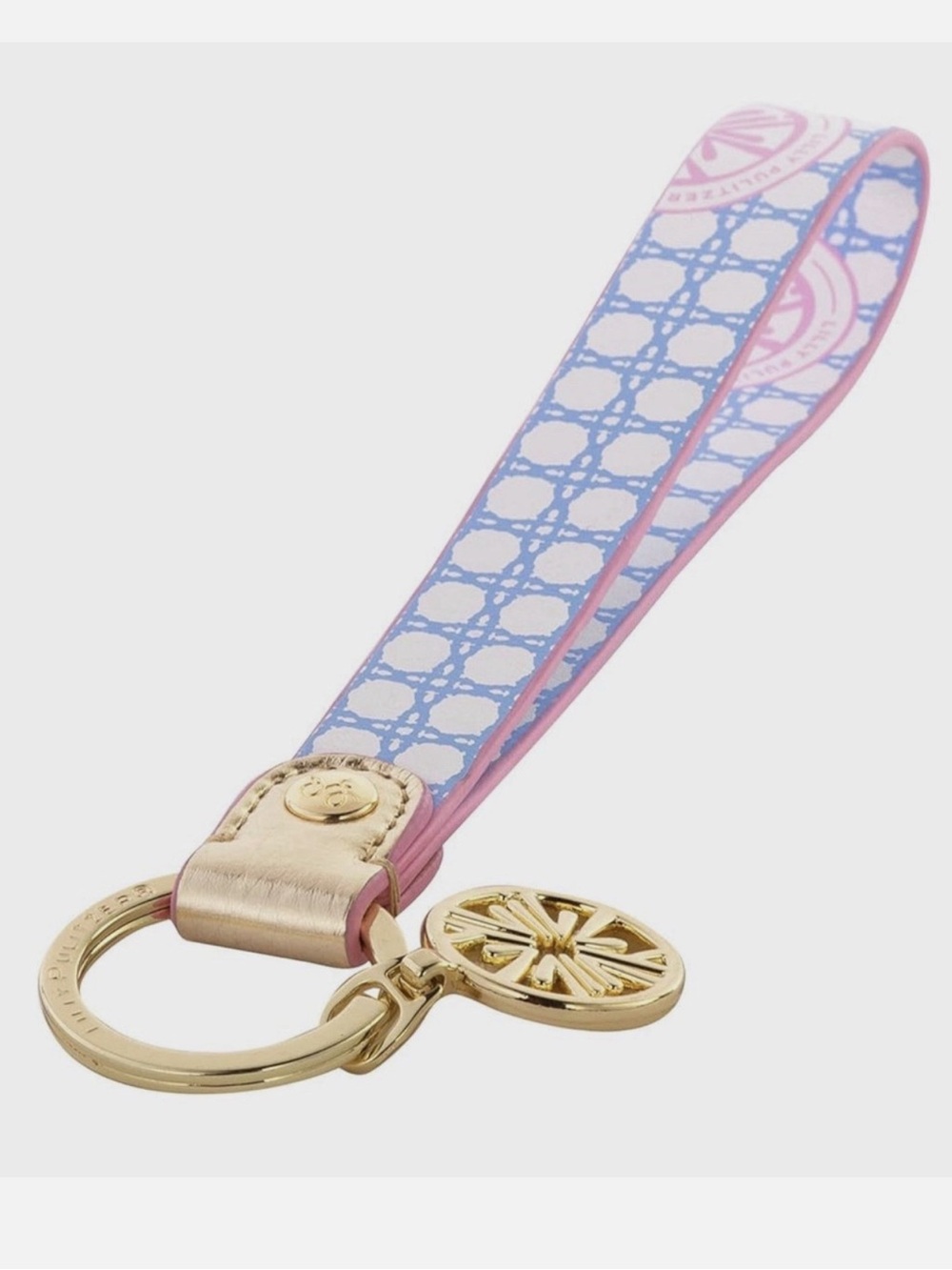 Lilly Pulitzer Leatherette Strap Wristlet Keychain in Frenchie Blue Caning